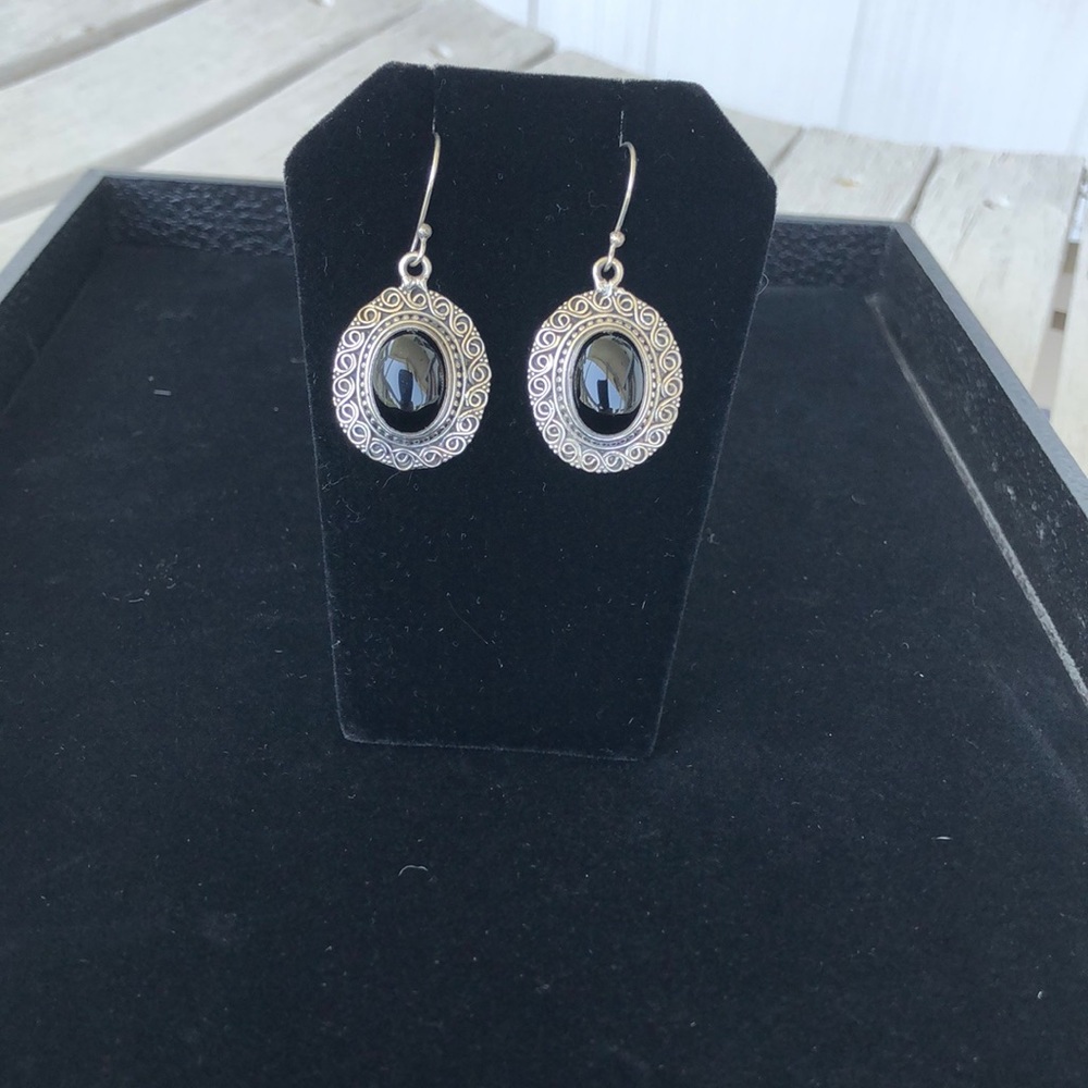 Sterling Silver 925 Onyx Earrings